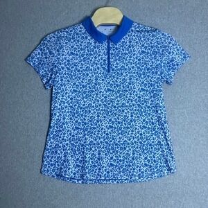 Under Armour Women's Blue‎ Golf  Floral Print Short Sleeve Polo Shirt Size XL